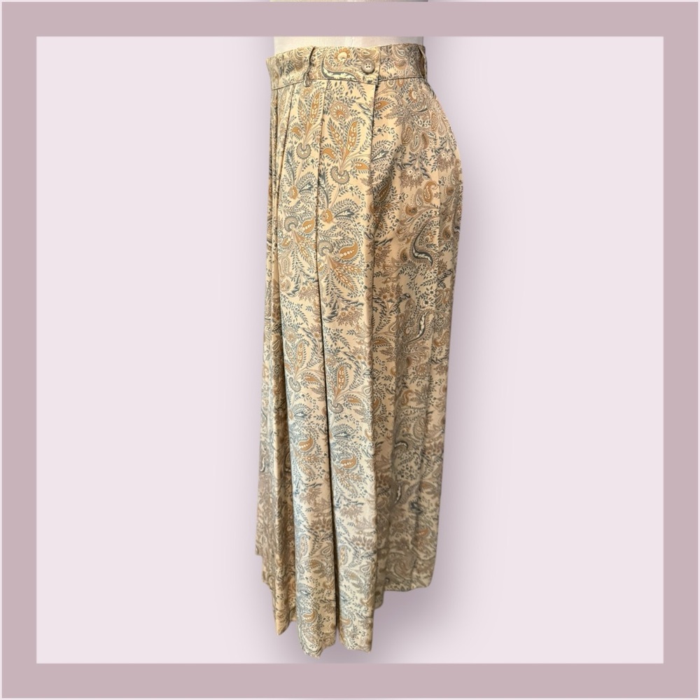 Liz Claiborne Vintage Silk Floral Paisley Pleated Midi Skirt - Picture 3 of 6